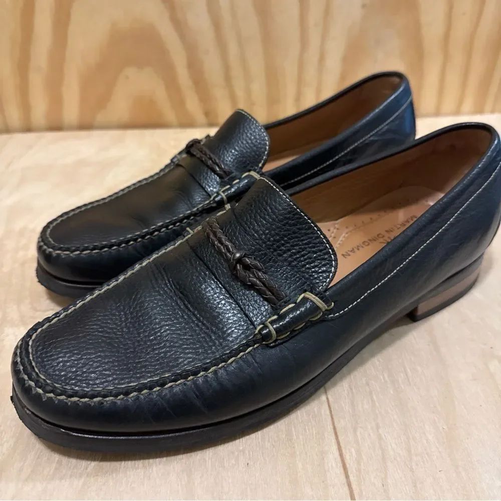 Martin Dingman Montgomery Pebble Black Size 11 1/2 M Slip On Loafer